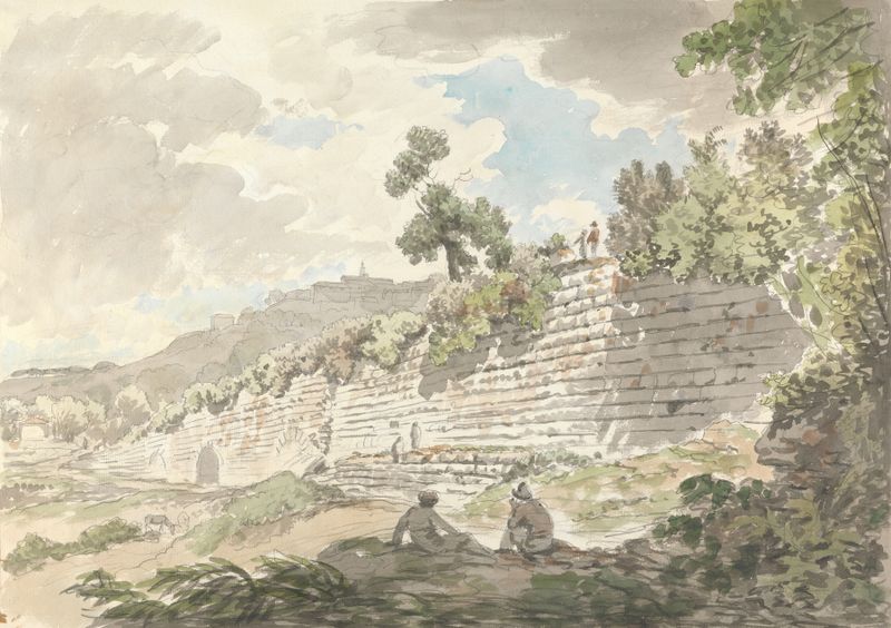 Landscape featuring hills and greenery by Carlo Labruzzi, oil painting