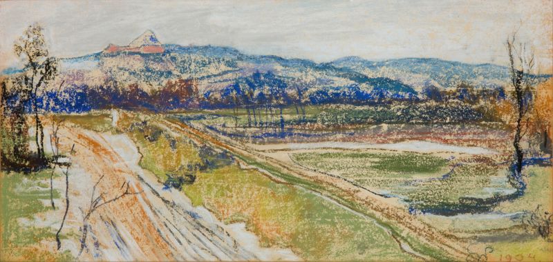 View of the Kościuszko Mound in Krakow, oil on canvas by Stanisław Wyspiański