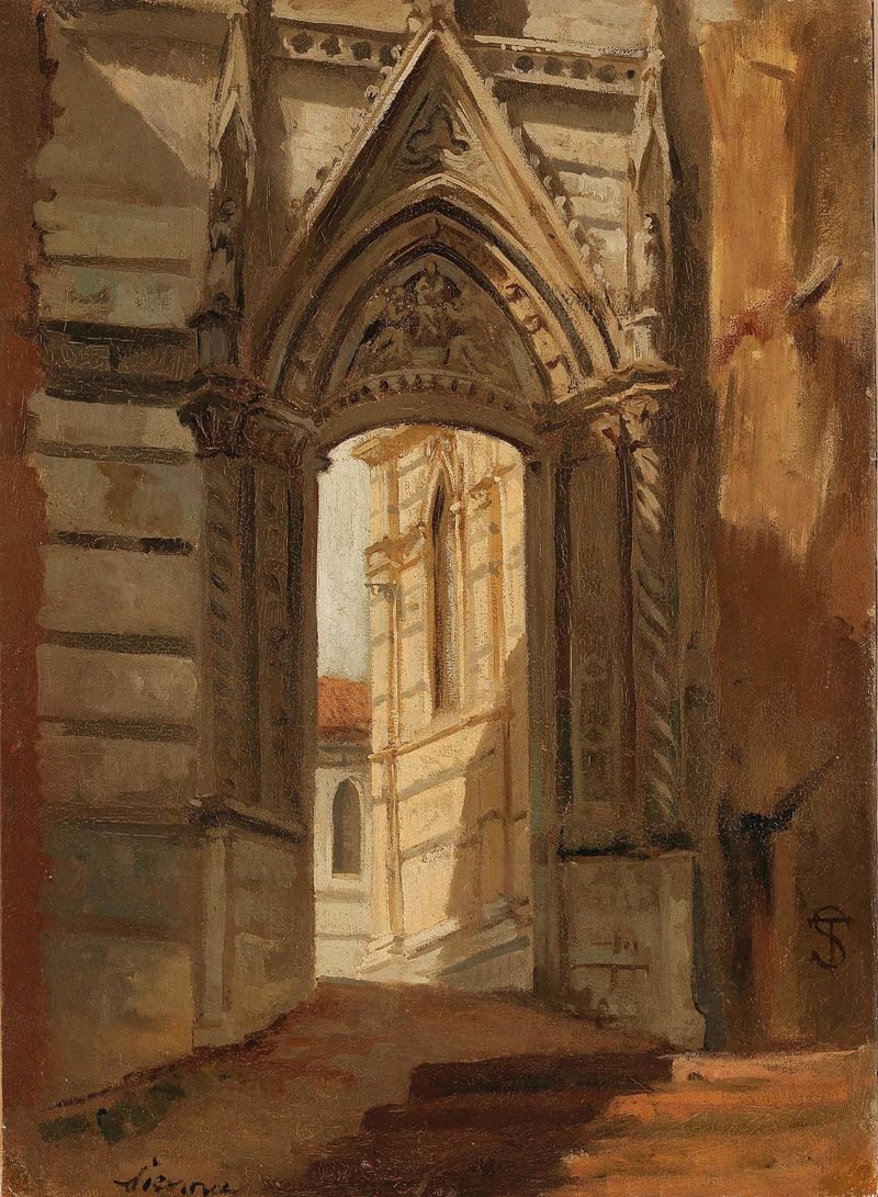 The Cathedral at Siena by Telemaco Signorini, realism, architecture