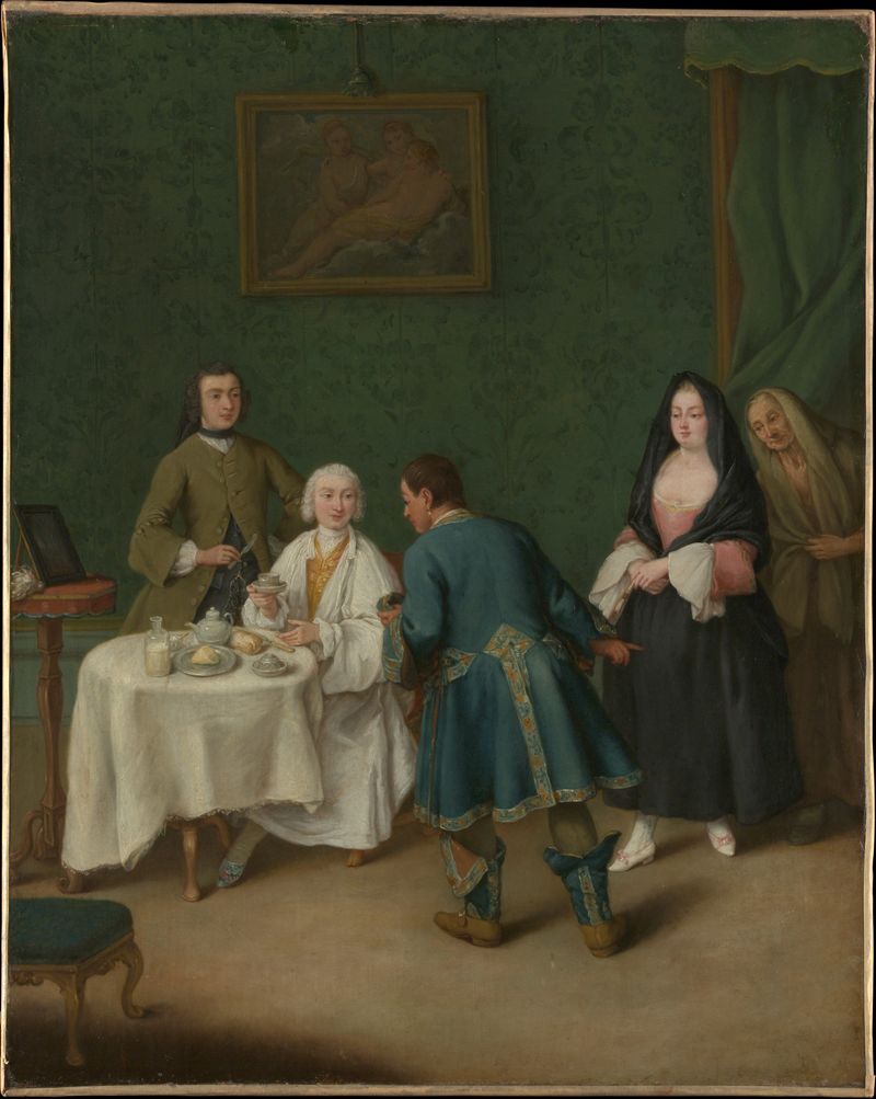 Escena alegórica que representa el deseo y la añoranza en óleo sobre lienzo de Pietro Longhi