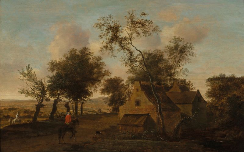 A wooded landscape with travellers and riders by Isaac Koene, medium unknown