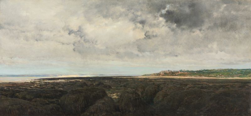 Villerville Seen from Le Ratier, oil painting by Charles François Daubigny depicting a tranquil dawn landscape.