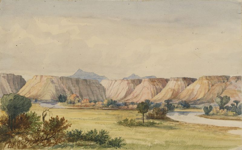 Paisaje de Teton Valley de John Mix Stanley, que representa montañas y bosque en pintura al óleo