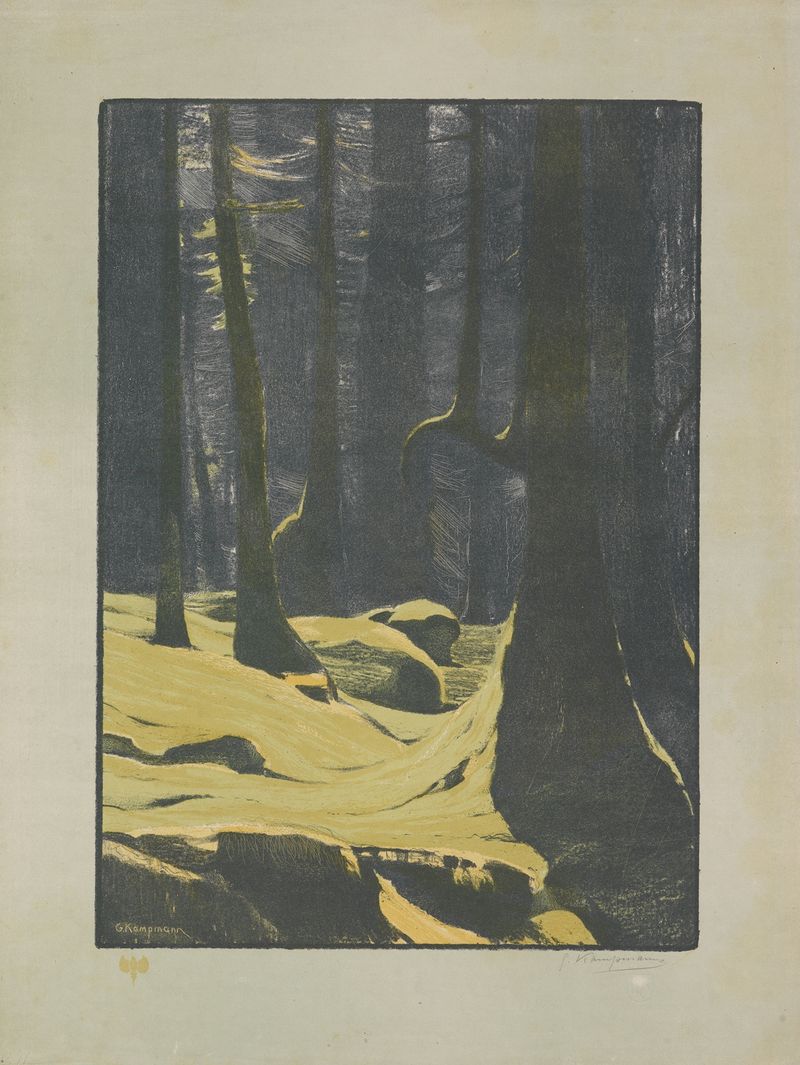 Paisaje en estilo Post-Impresionista de Gustav Kampmann