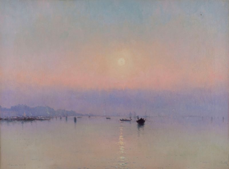 Landscape with violet tones, oil painting by Marie-Joseph-Leon Clavel
