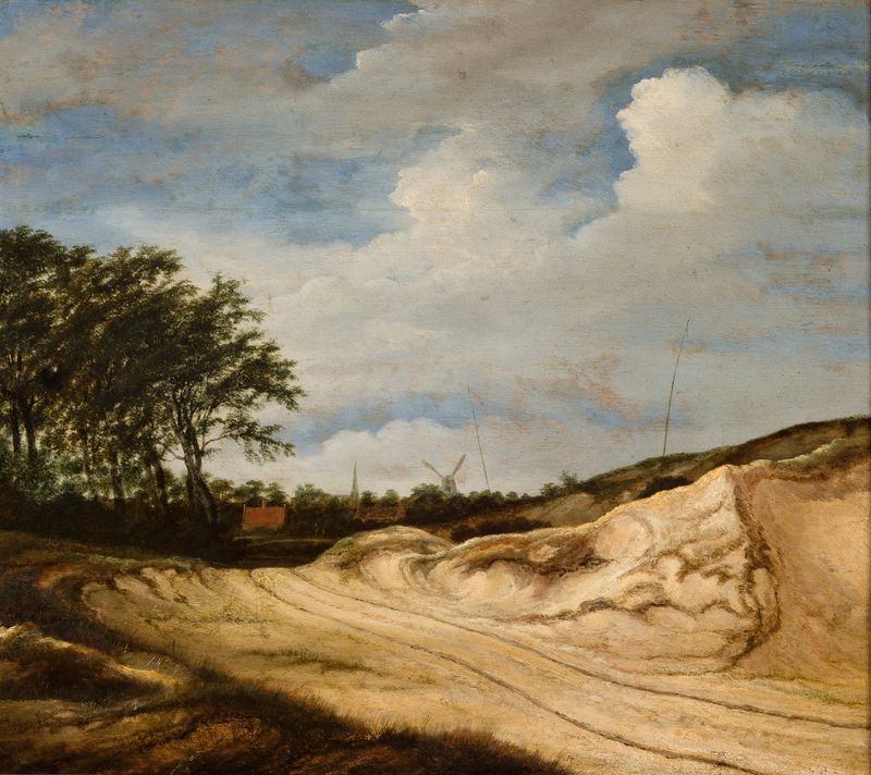 Landscape with the Dune by Guillam Dubois, oil on canvas depicting a sandy dune under light.