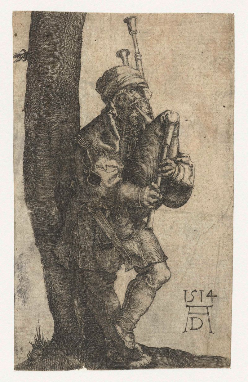 Grabado de Unknown Artist que representa a un gaitero de 1514