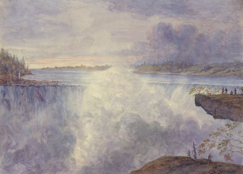 Grand Falls at Niagara by Michael Seymour, oil on canvas depicting a rushing waterfall.