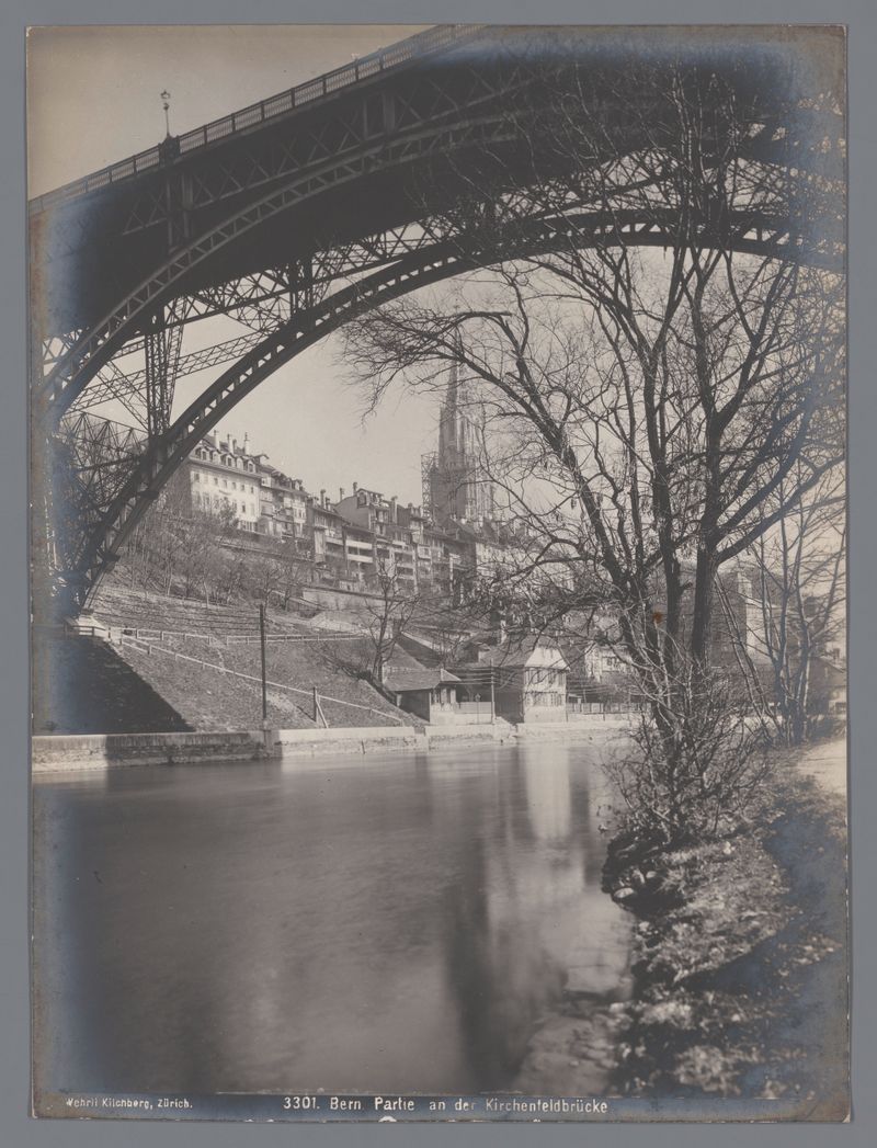 Kirchenfeldbrücke over the Aare, gelatin silver print by Gebrüder Wehrli