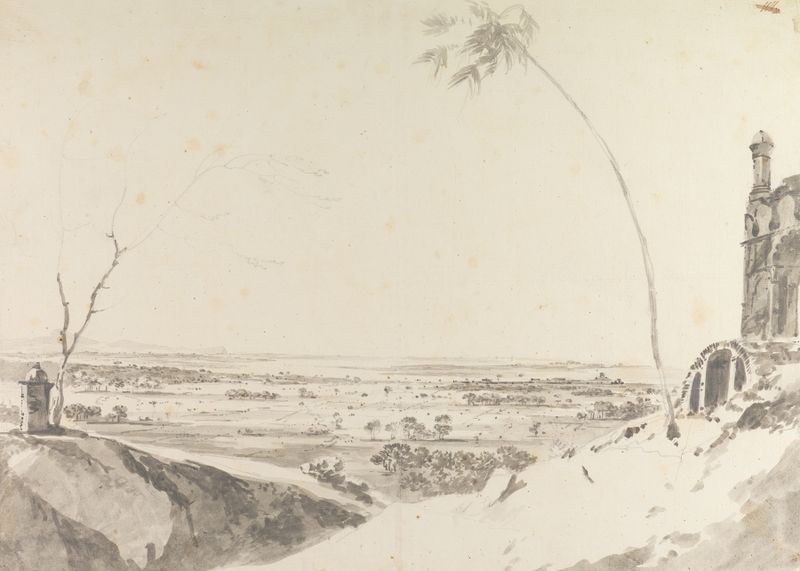Landscape ink drawing by William Hodges