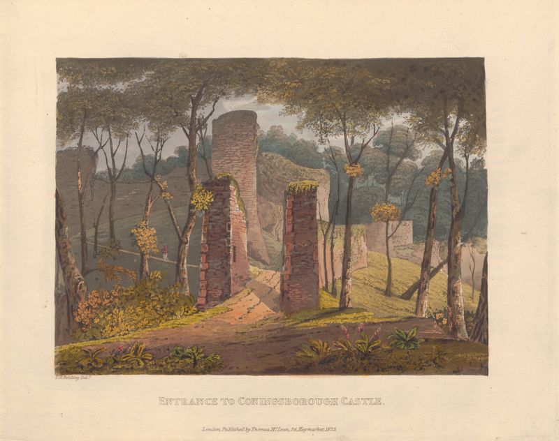 Landscape featuring Coningsborough Castle, oil painting by Theodore Henry Adolphus Fielding