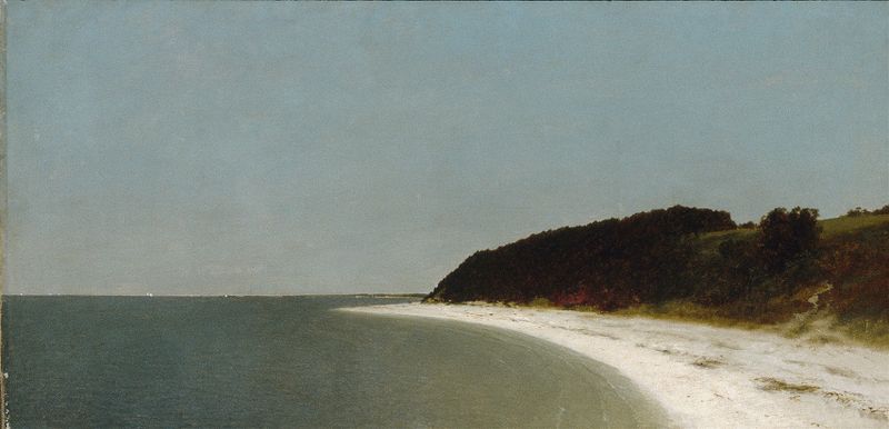 Eaton’s Neck, Long Island by John Frederick Kensett, oil painting depicting sunset over water.