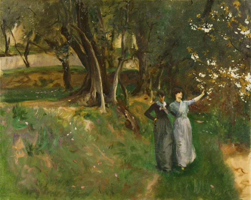 Paisaje con mujeres en primer plano, óleo sobre lienzo de John Singer Sargent