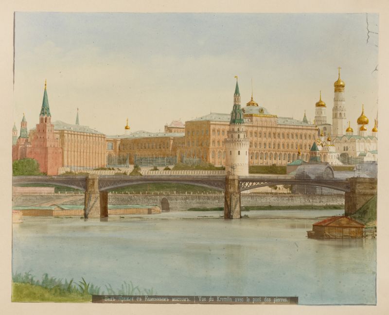 Landscape of Vid Kremlia s Kamennym mostom by J. Daziaro, oil painting