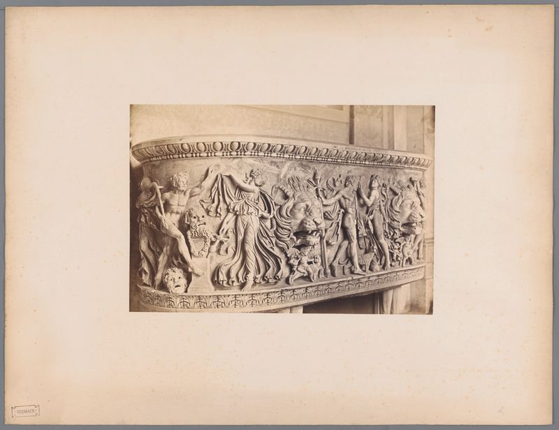 Neoclassicism albumen print of Bacchus and followers on a sarcophagus by Libreria Spithöver