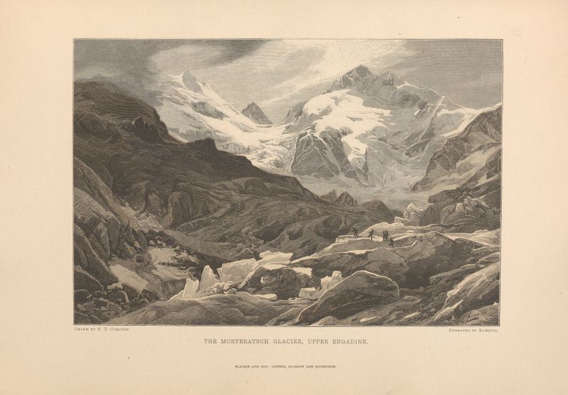 The Morteratsch Glacier, Upper Engadine, óleo sobre lienzo de Theodor Gsell Fels