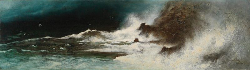 Oil on canvas stormy landscape by Karl Wilhelm Diefenbach