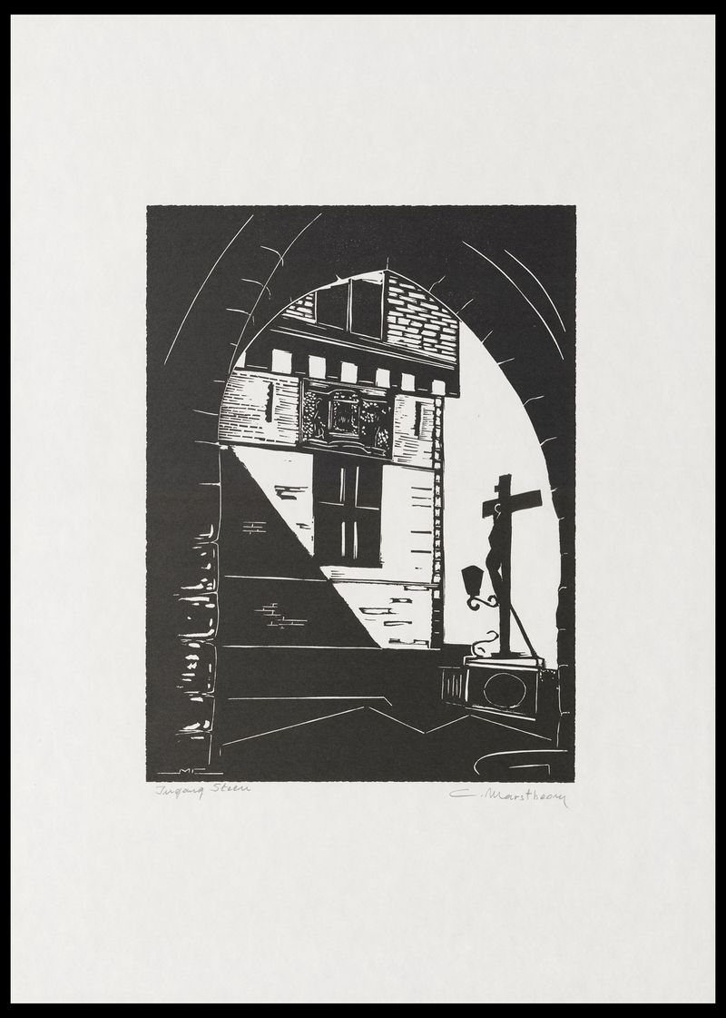 Abstract surrealism by C. Marstboom, exploring light and shadow in an unknown medium.
