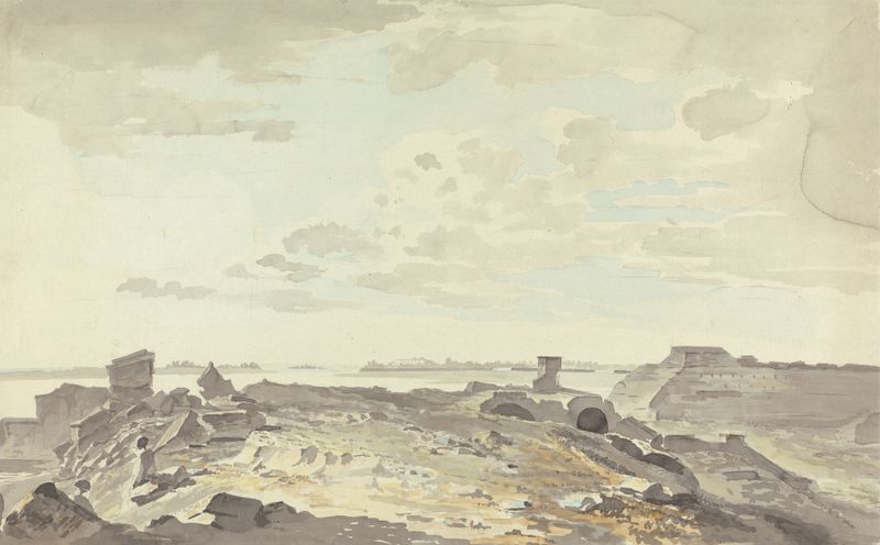 Fortaleza en ruinas en un río, Romanticismo, de Samuel Davis