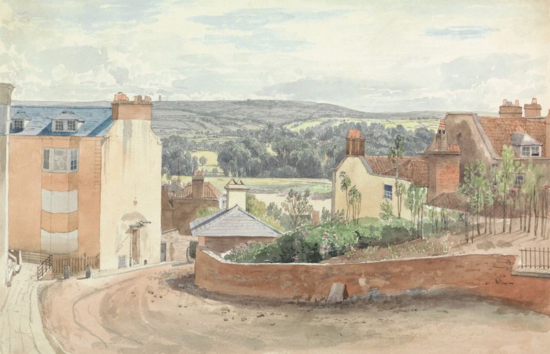 Granby Hill, Bristol de James Johnson, óleo sobre lienzo que muestra vegetación exuberante y luz solar.