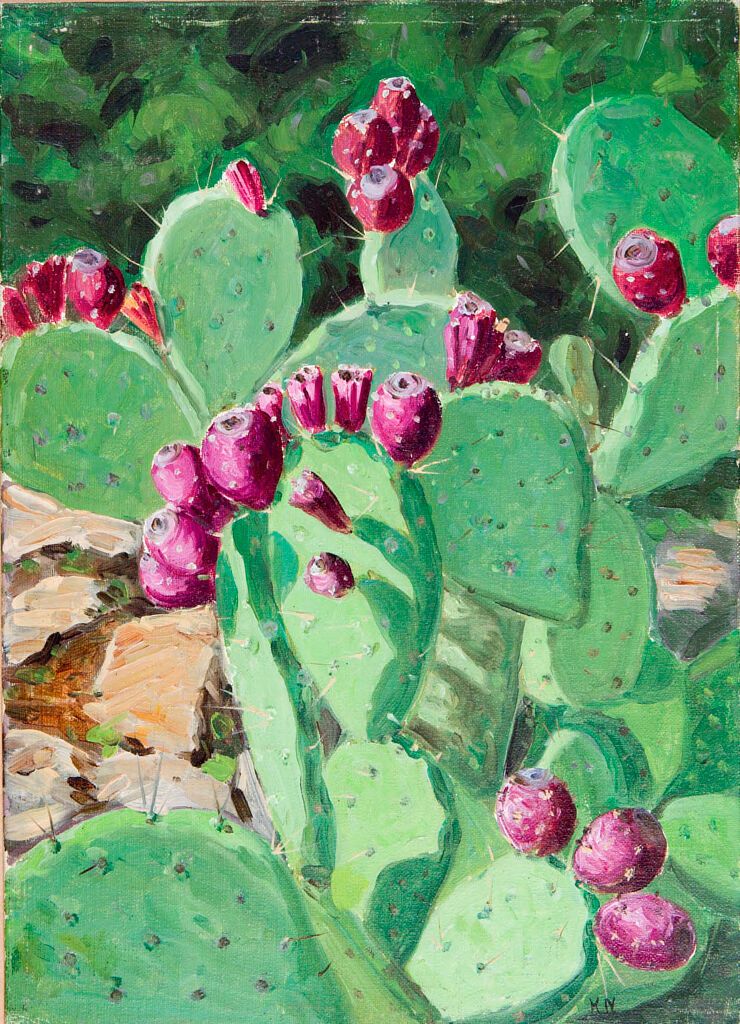 Cacti at the Grand-Hôtel des Temples, oil on canvas by Kanji Nakamura