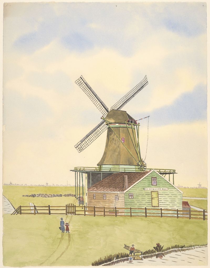 Landscape with windmill by Johannes Nicolaas Eijman, oil painting