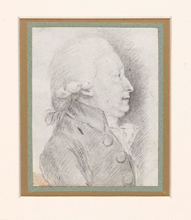Portrait of an older man with a powdered wig by Augustin de Saint-Aubin, Rococo style