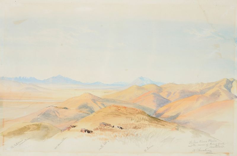 Paisaje que representa el río Oreti y llanuras de Nicholas Chevalier, 1866