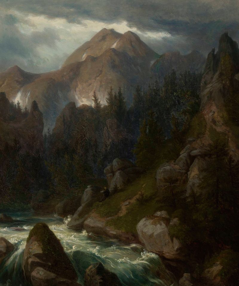 Landscape of Mount Pyszna in the Tatra Mountains, oil on canvas by Alfred Schouppé