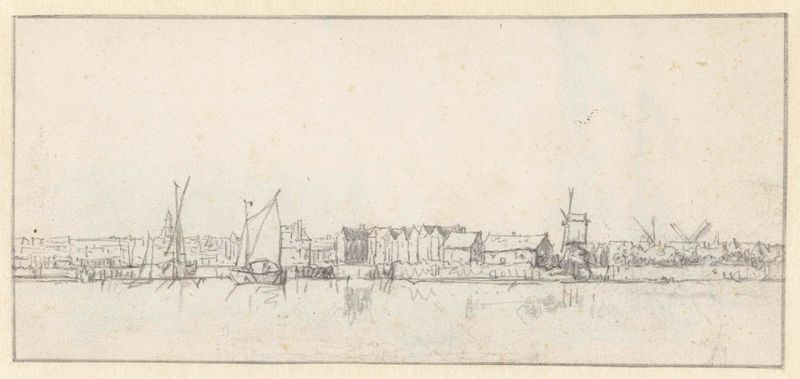 Landscape of a city by the water, oil on canvas by Aelbert Cuyp