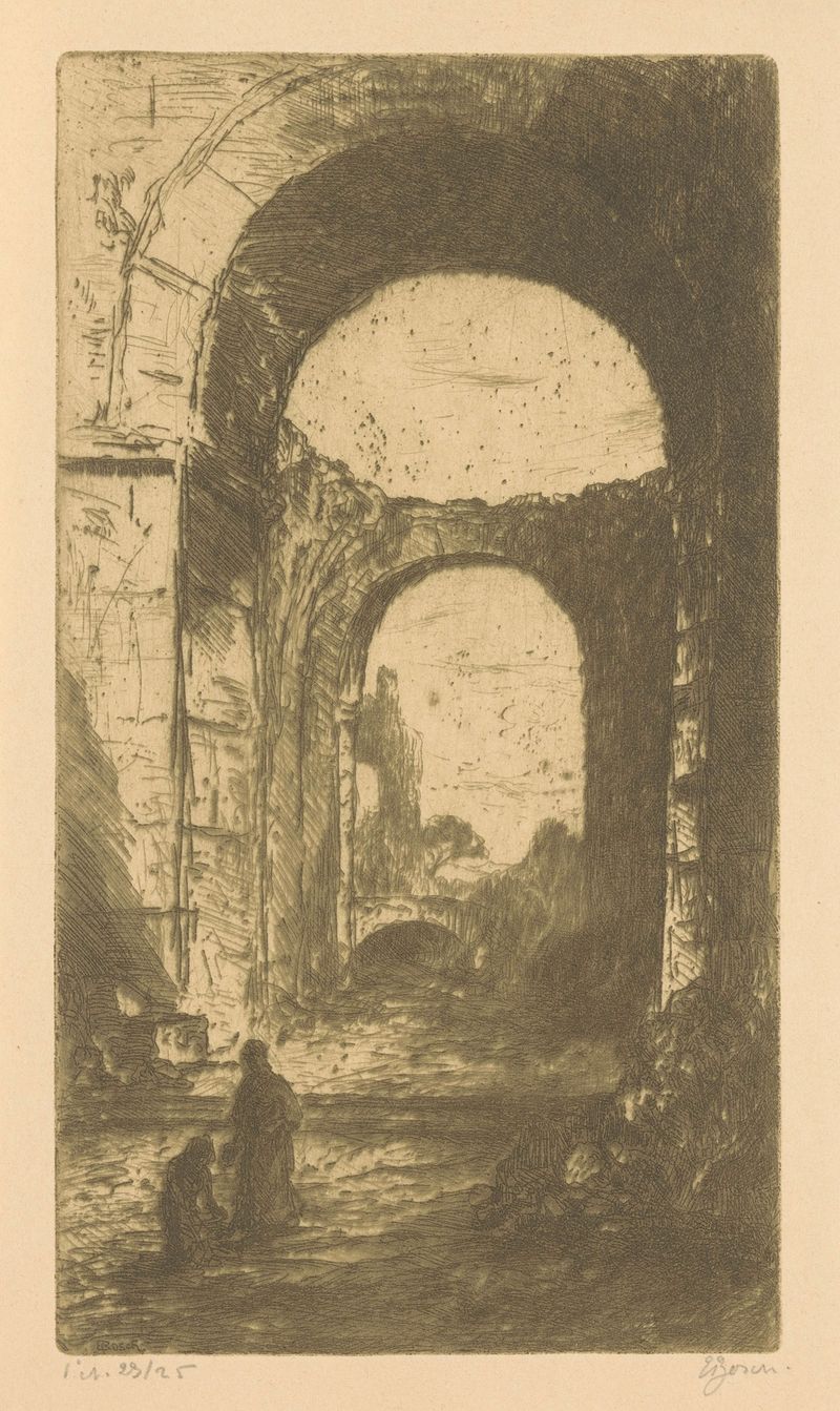 Palatijnsche ruïne in Rome by Etienne Bosch, oil painting depicting ancient ruins.