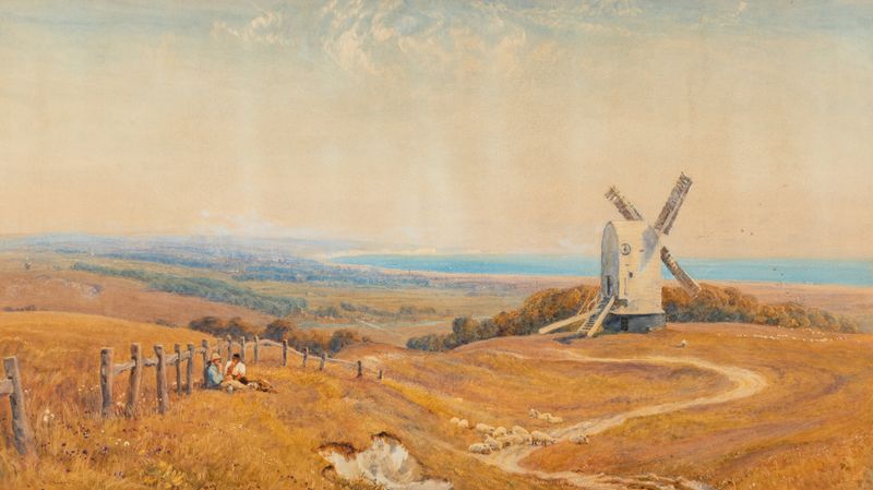 Landscape of Brighton from Lancing, oil painting by Robert Thorne Waite