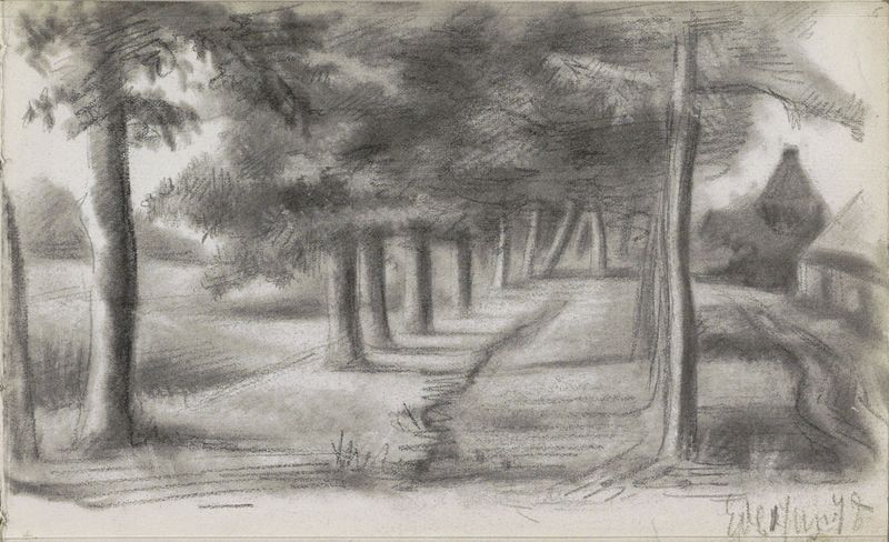 Paisaje con ramas de árbol y un camino, óleo sobre lienzo de Willem Witsen