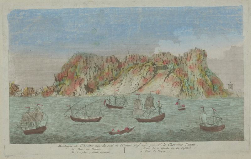 Paisaje rococó que representa Mount Gibraltar de un artista desconocido