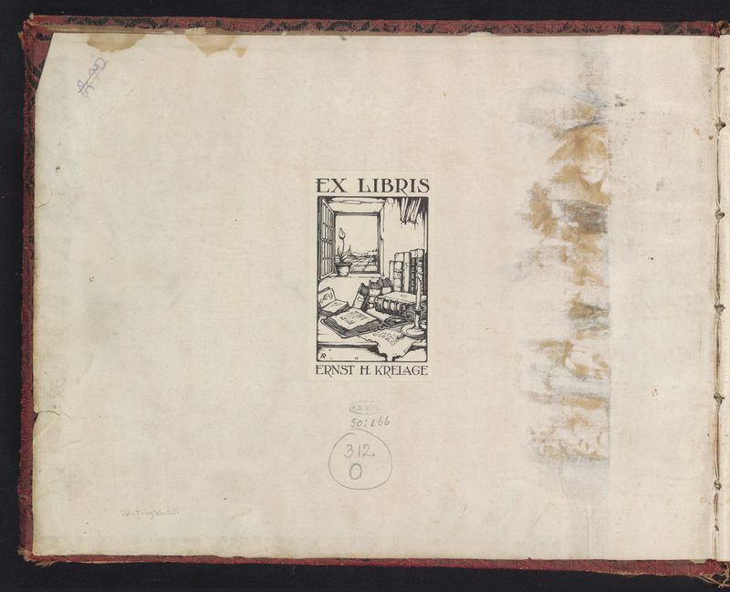 Gravura de Anton Pieck de um velho cercado por livros em uma biblioteca