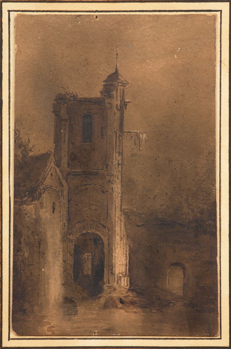 Torre gótica iluminada por la luz, daguerrotipo de Louis Jacques Mandé Daguerre
