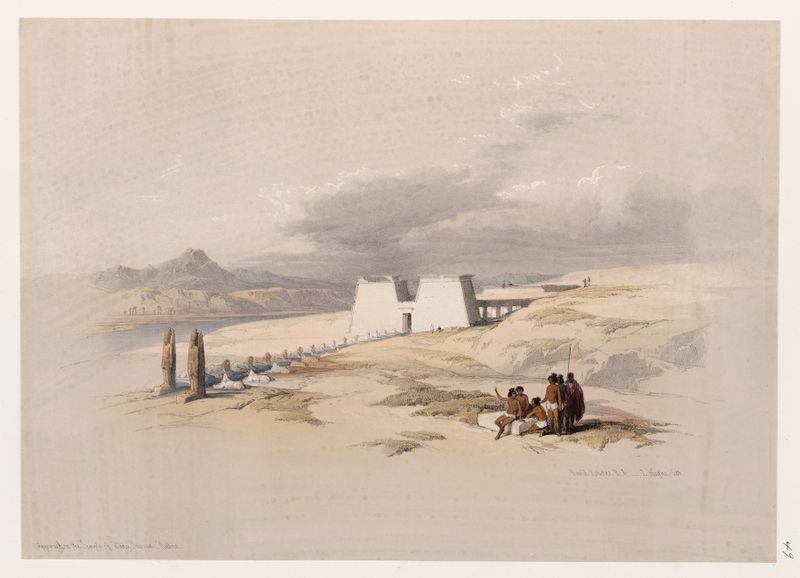 Abordagem ao Templo de Wady Sabua, óleo sobre tela de David Roberts