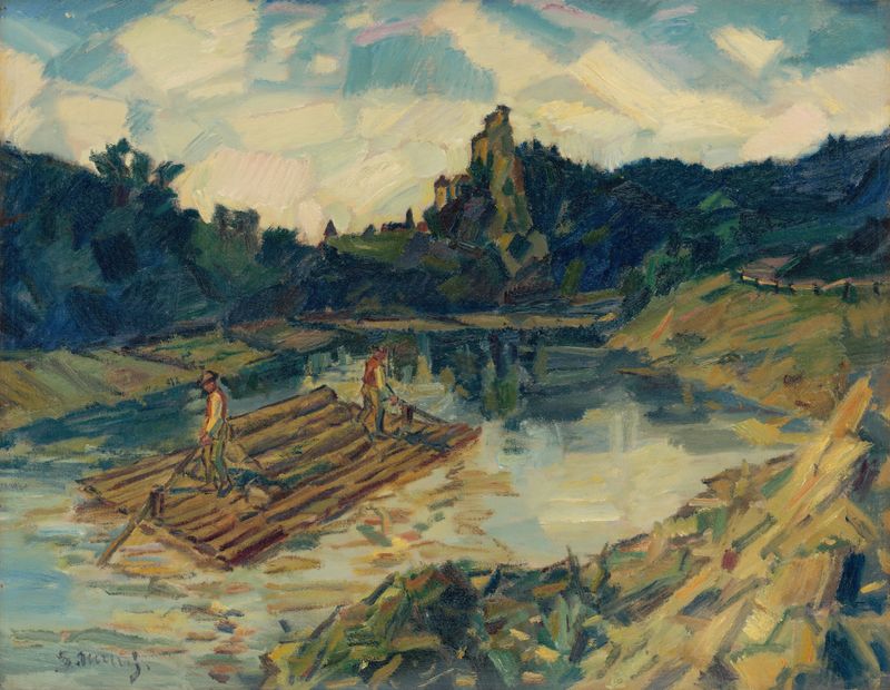 Rafters on the River Orava by Gustáv Mallý, medium unknown