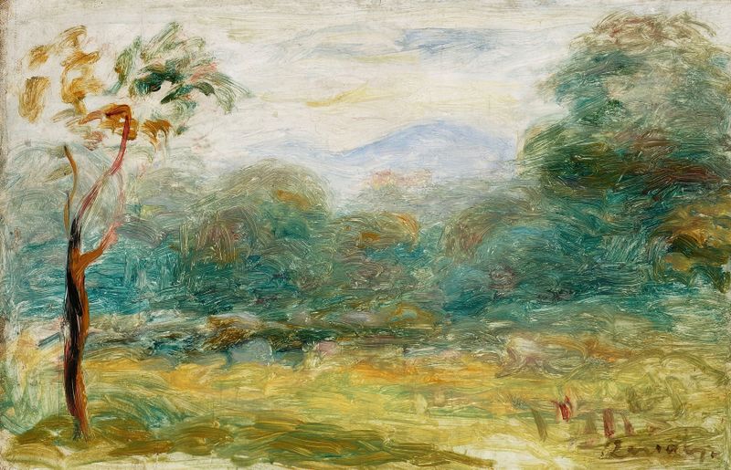 Paisagem do sul da França por Pierre-Auguste Renoir, pintura a óleo