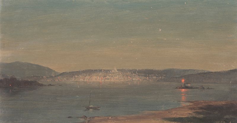 Night View of a Seaport, pintura al óleo de Frederic Edwin Church