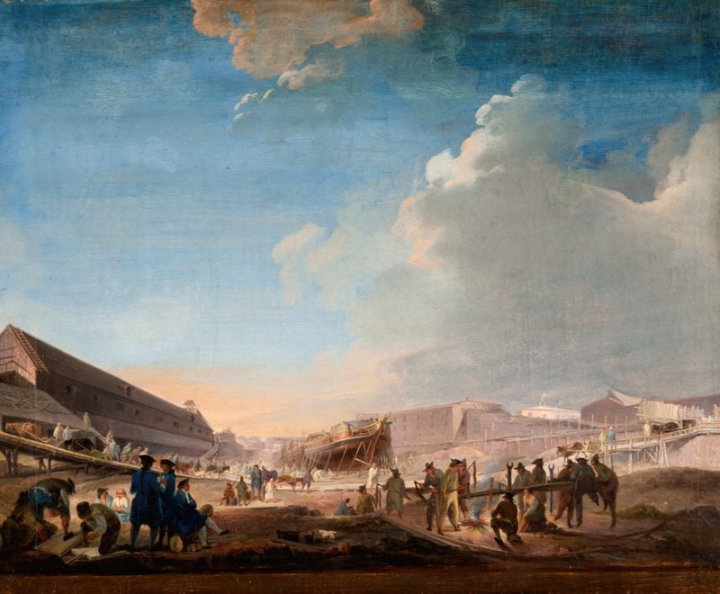The Galley Dock at Sveaborg under Construction, oil on canvas by Elias Martin