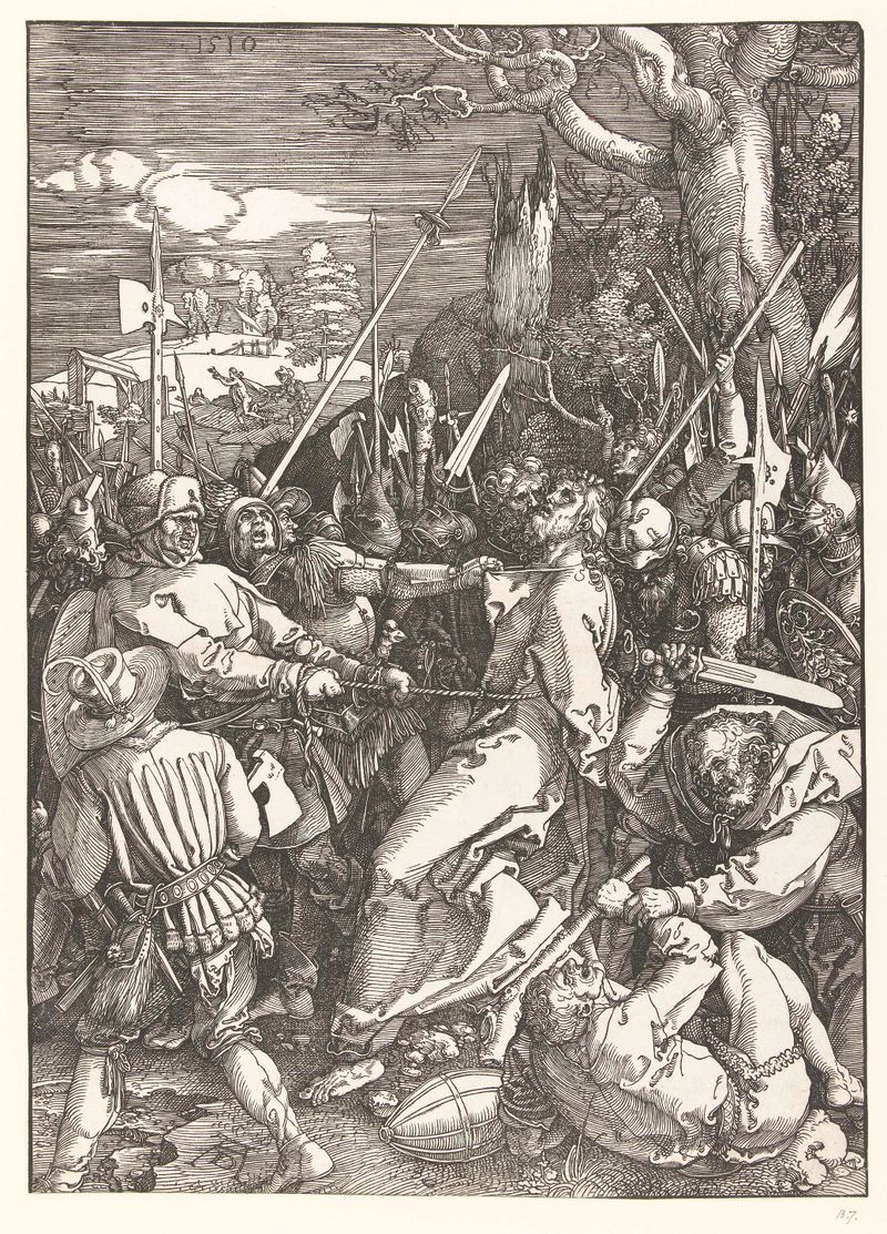 Gevangenneming de Albrecht Dürer, grabado en papel que muestra a Cristo con sus captores