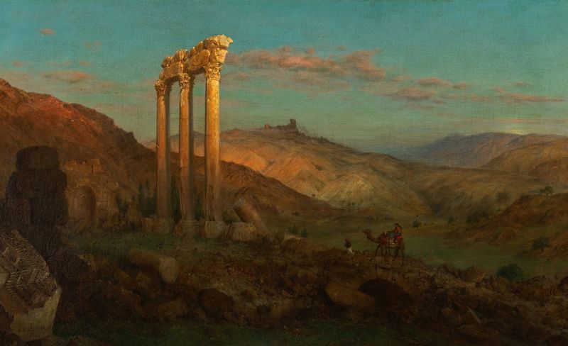 Paisaje con montañas y un valle, pintura al óleo de Frederic Edwin Church