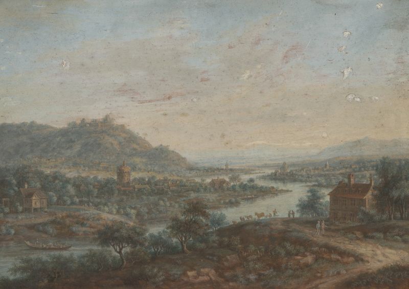 Paisaje con el Río Main, óleo sobre lienzo de Jakob Bürgi