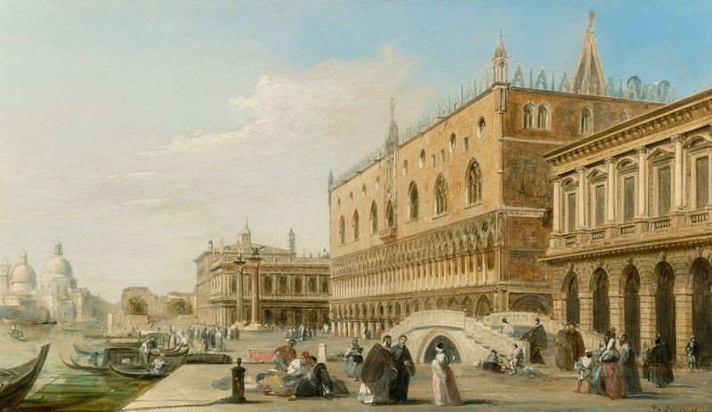 The Doge’s Palace, the Piazzetta and the Biblioteca, oil painting by Edward Pritchett