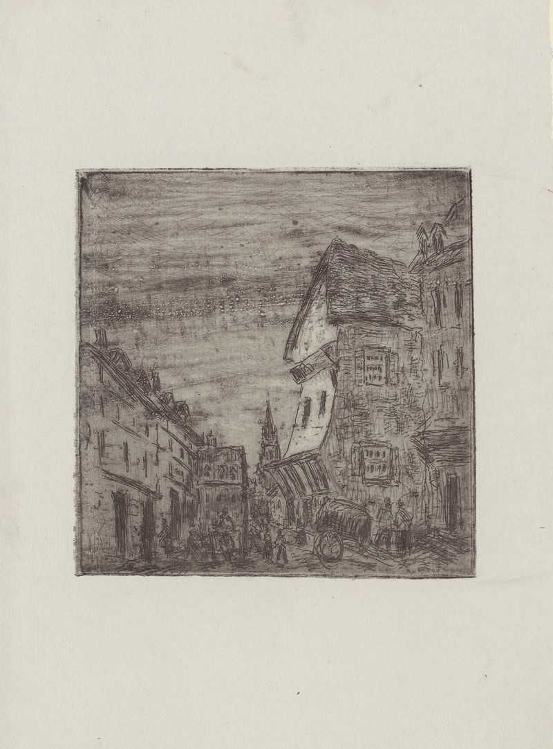 Escena de calle empedrada de Camille Pissarro, pintura al óleo