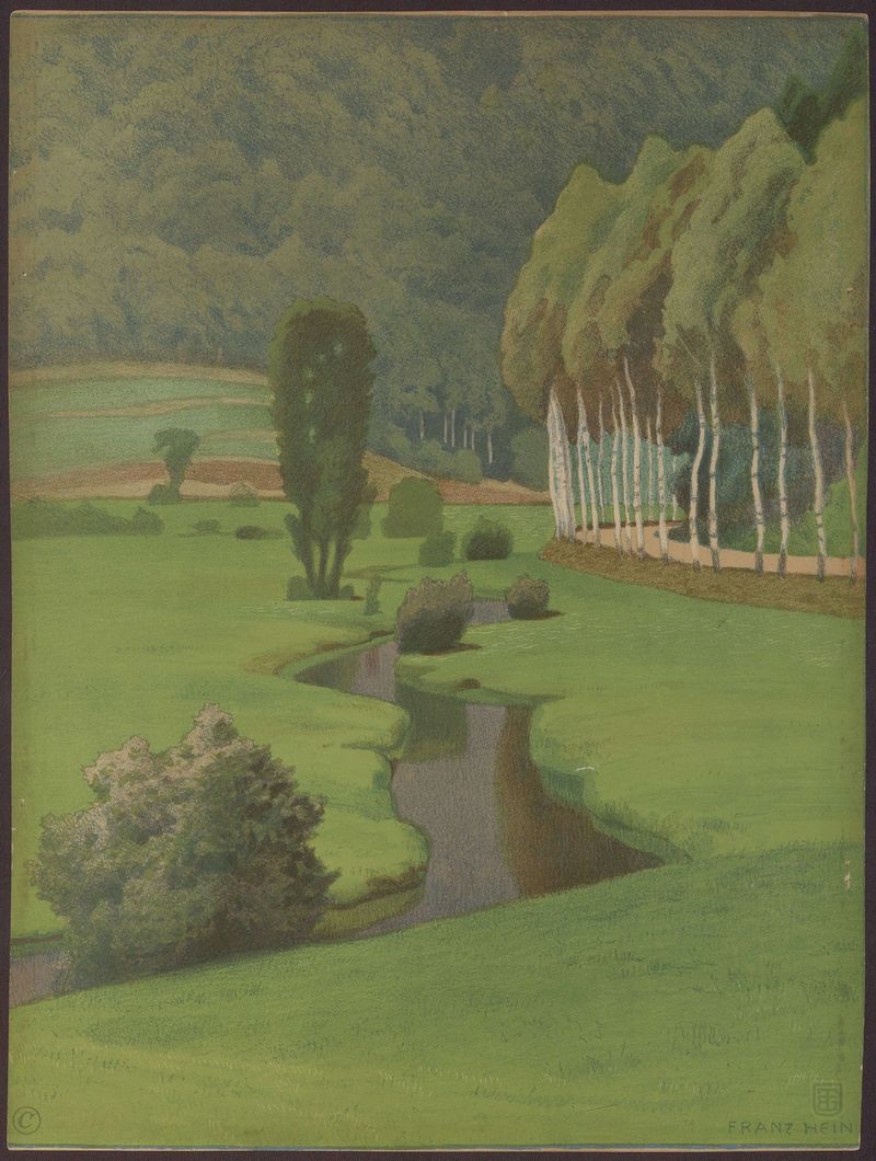 Landscape with muted earth tones and ethereal blues by Franz Hein