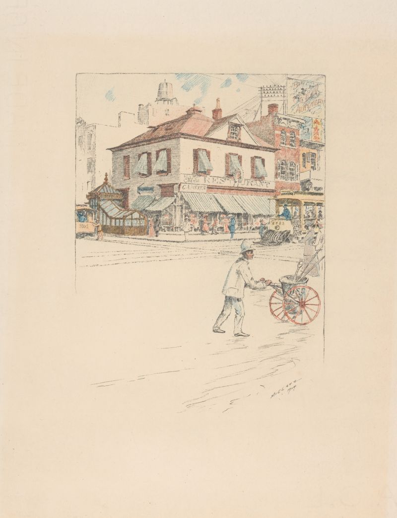 Architecture of Peter Cooper’s house by Charles Frederick William Mielatz, 1904, oil painting