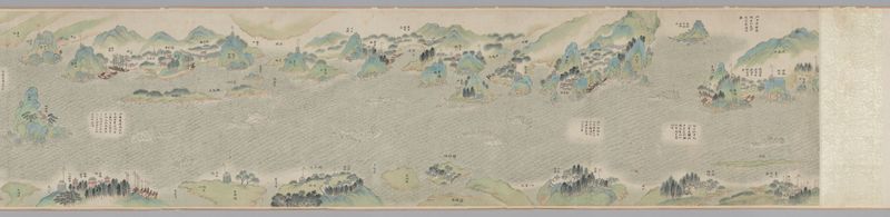 Paisagem do Yangzi River por Wang Xuehao, meio papel
