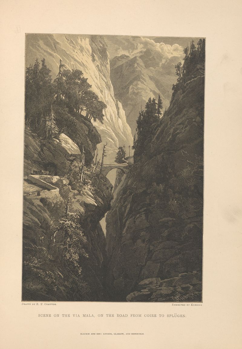 Paisaje de la Via Mala, óleo sobre lienzo de Theodor Gsell Fels